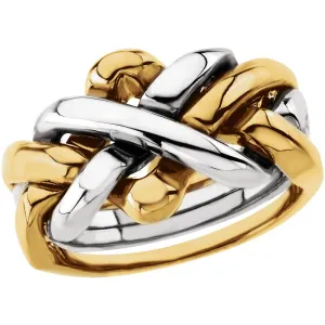 18K Yellow & White Gold Ladies 4-Piece Puzzle Ring, Size 7