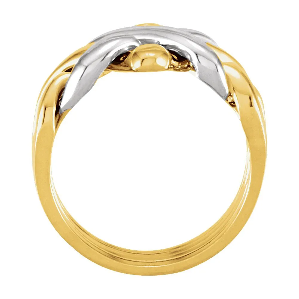 18K Yellow & White Gold Men's 4-Piece Puzzle Ring, Size 11