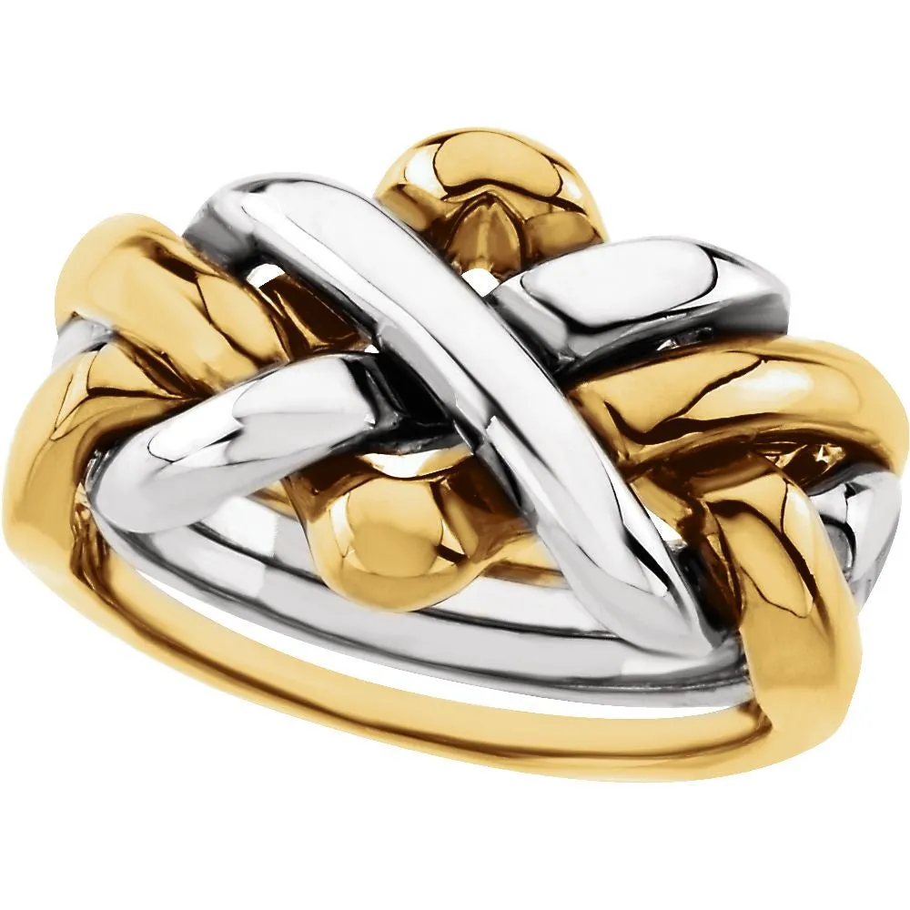 18K Yellow & White Gold Men's 4-Piece Puzzle Ring, Size 11