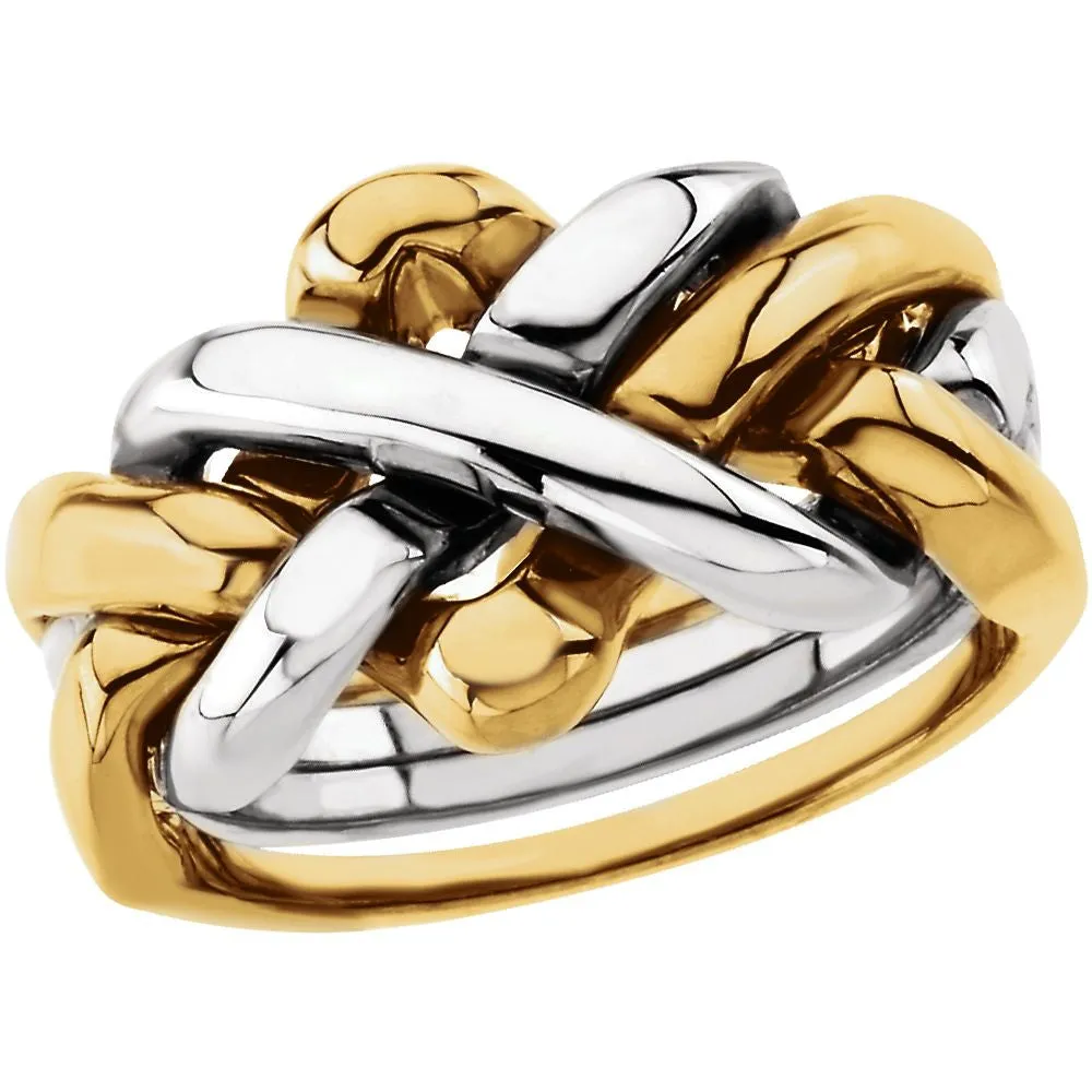 18K Yellow & White Gold Men's 4-Piece Puzzle Ring, Size 11