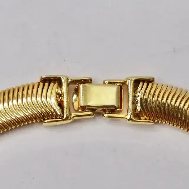 1980s Herringbone 18K Gold Plated Necklace