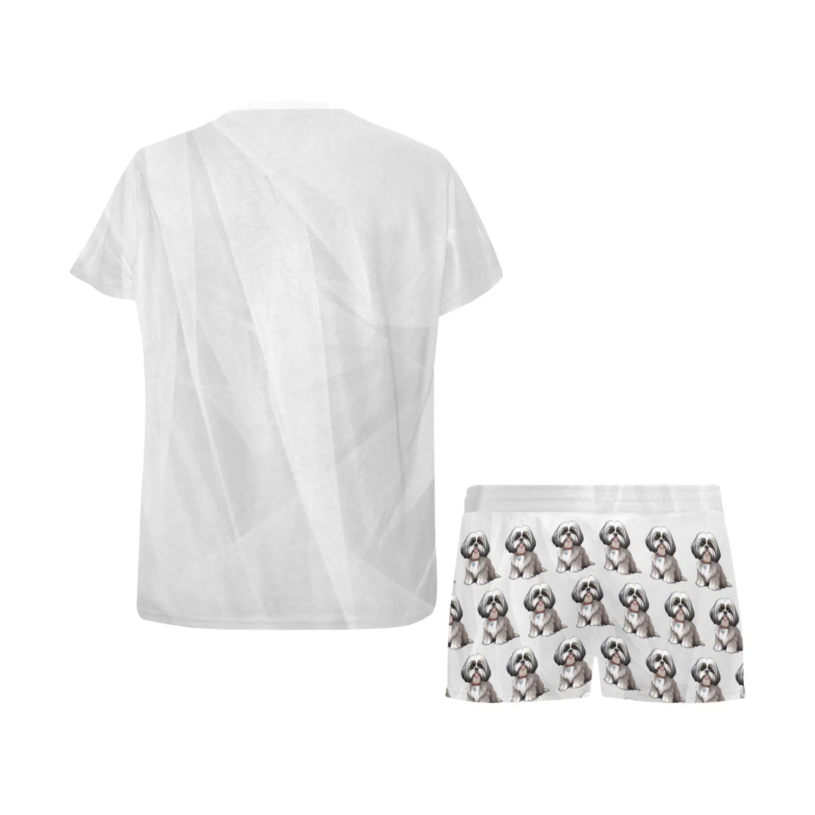 2 Piece Shih Tzu PJ Set - Silver