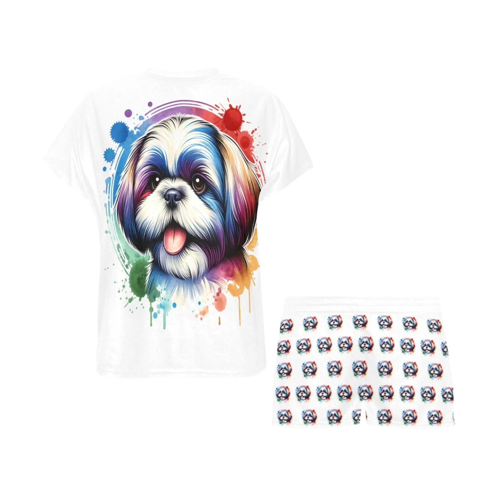 2 Piece Shih Tzu PJ Set - Watercolor