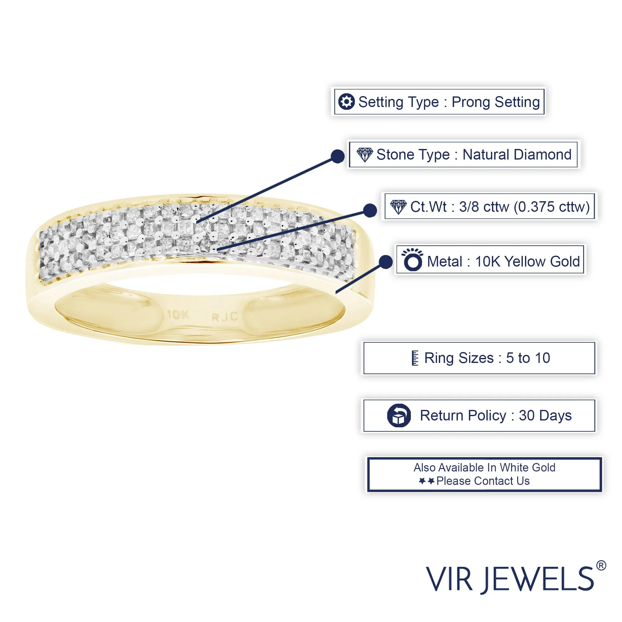 3/8 cttw Princess Diamond Wedding Band in 10K Gold