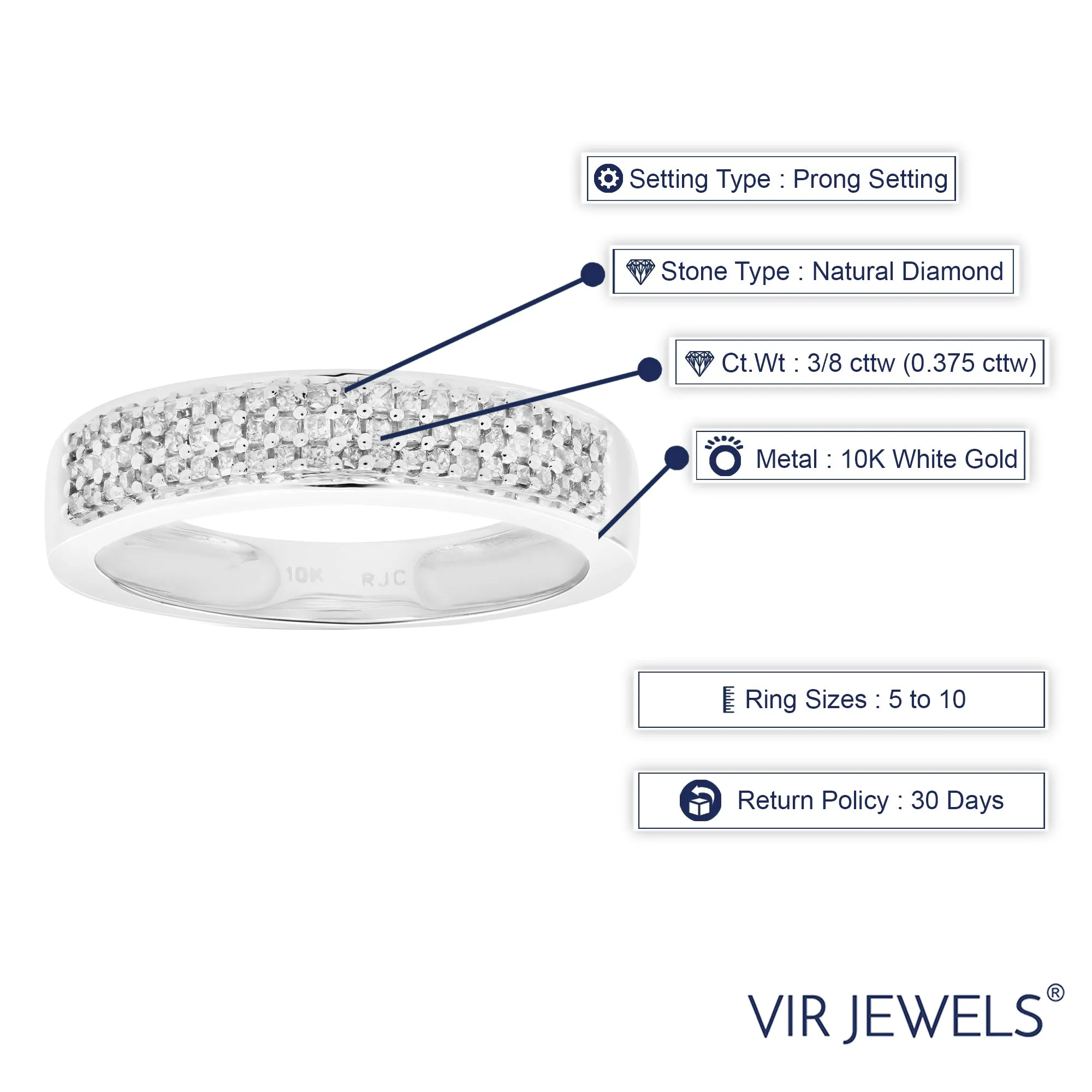 3/8 cttw Princess Diamond Wedding Band in 10K Gold