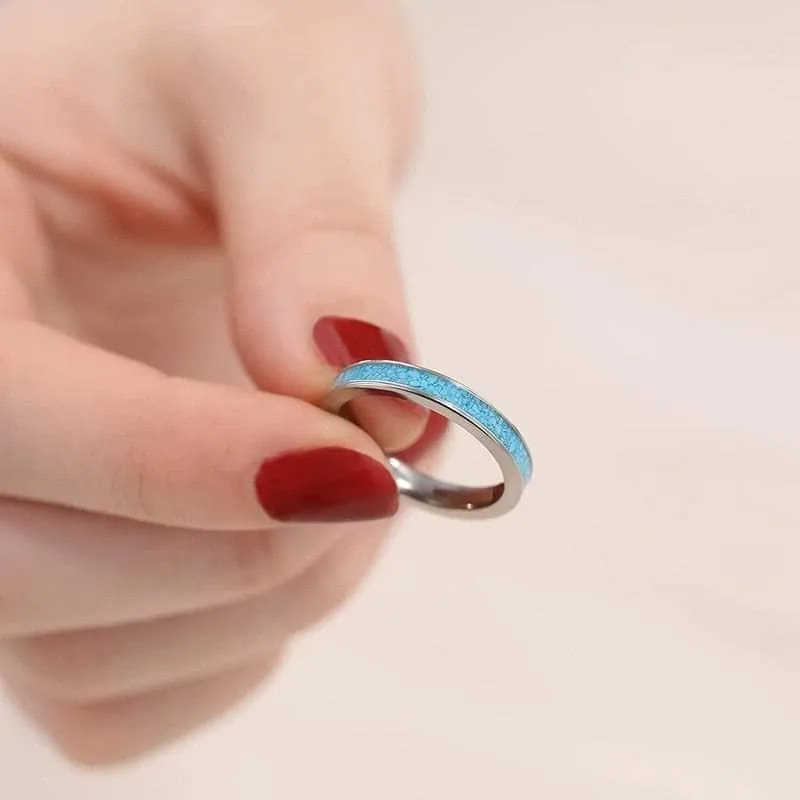 3mm Blue Turquoise Titanium Wedding Band