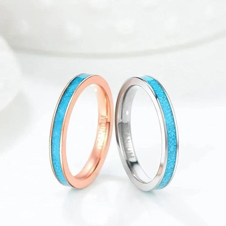 3mm Blue Turquoise Titanium Wedding Band
