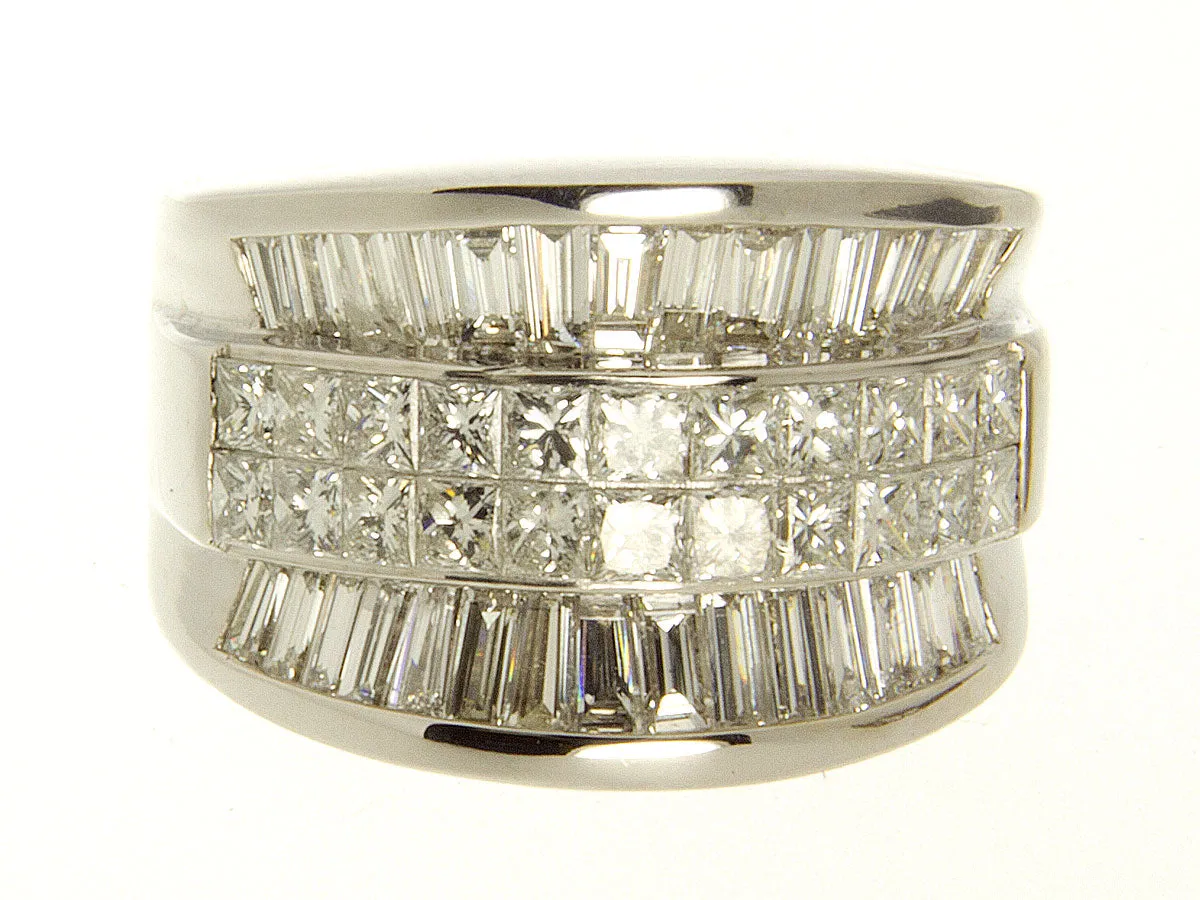 4.00ct Princess & Baguette Diamond Wide Band Ring