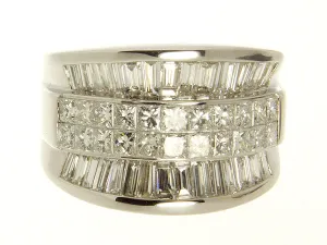 4.00ct Princess & Baguette Diamond Wide Band Ring