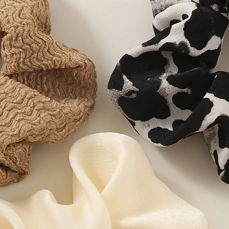 6-Piece Leopard Print Boho Large Scrunchies Set