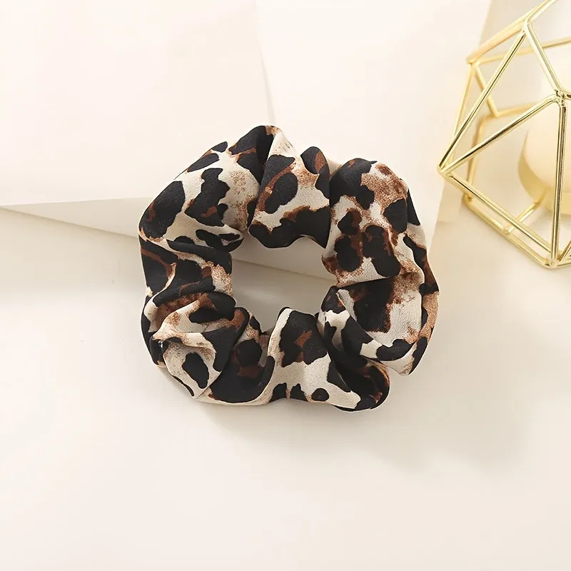 6-Piece Leopard Print Boho Large Scrunchies Set