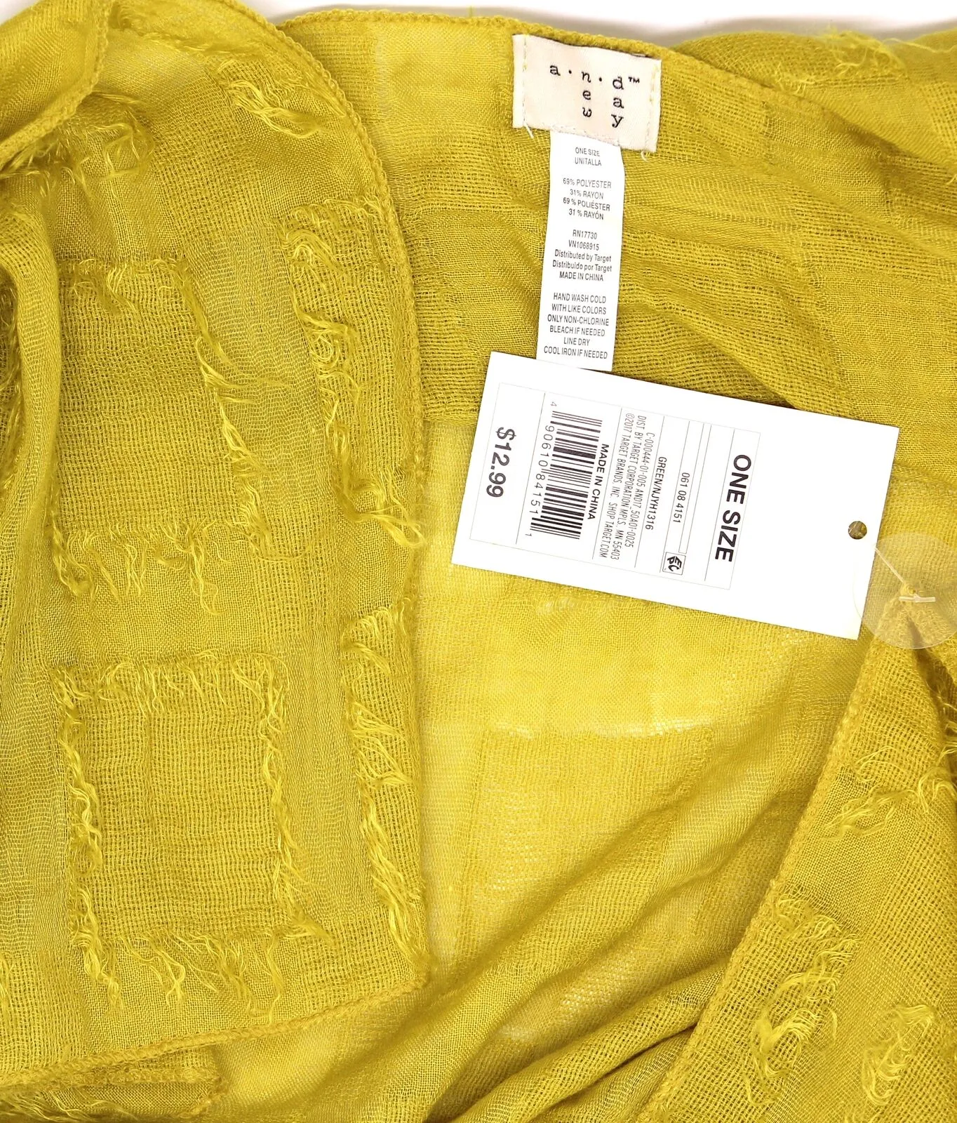 A New Day Women's Chartreuse Textured Scarf Yellow