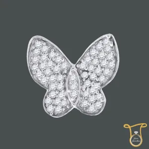 Aesthetic Sterling Silver Round CZ Butterfly Pendant for Women