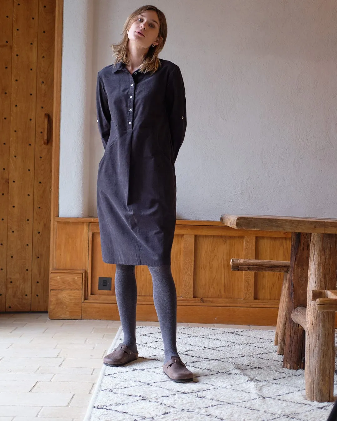 Alexa Women's Cotton Dress | Grey Cord