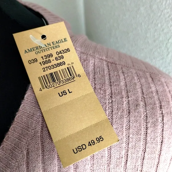 American Eagle Outfitters Pink Ribbed Soft Sweater Dress - Size L