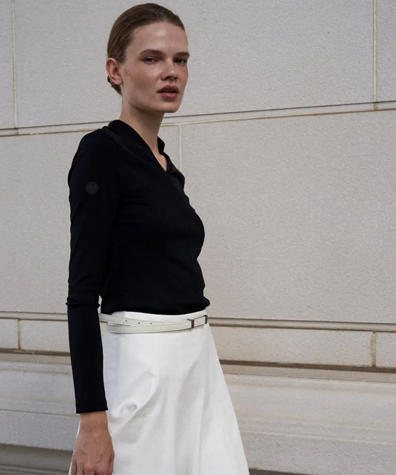 Anell Golf Soft Shawl Collar Top - Black