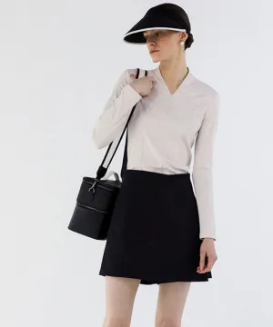 Anell Golf Soft Shawl Collar Top - Light Beige