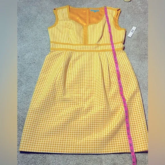 Antonio Melani Yellow and White Polka Dot Dress Size 12 NWT