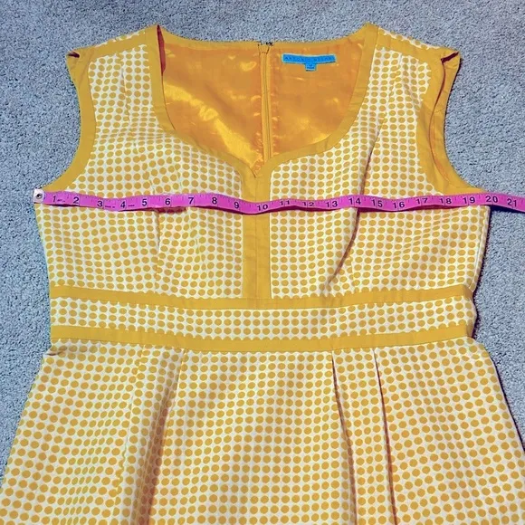 Antonio Melani Yellow and White Polka Dot Dress Size 12 NWT