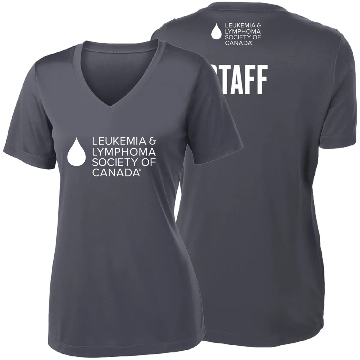 Apparel - Women's V-Neck- Grey STAFF Shirt - Canada Logo - LLSC103