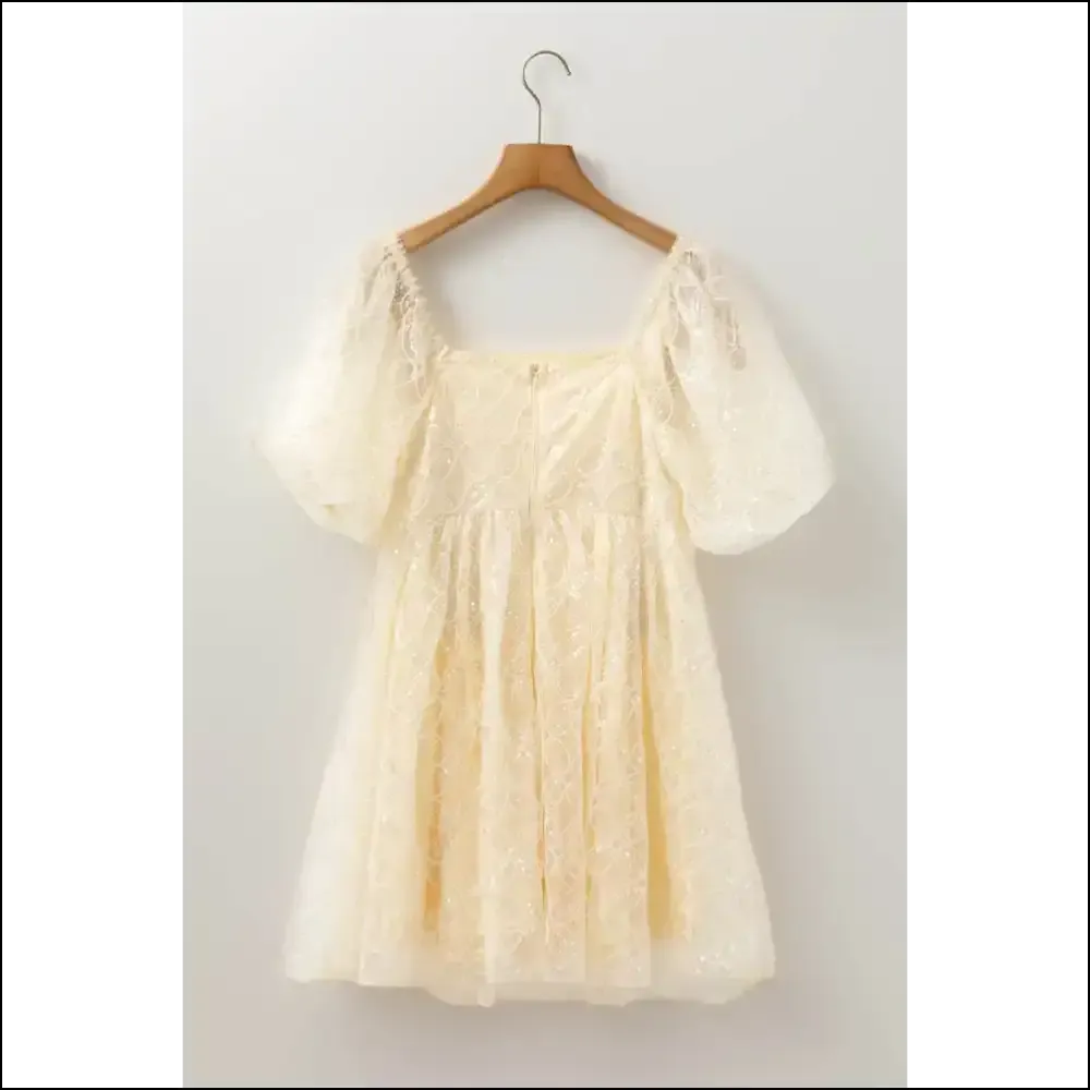 Apricot Sequin Bubble Sleeve Dress: Curves  🍑✨ Needful Things