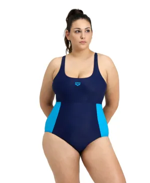 Arena Feel Women's Panel Control Pro Back Plus Swimsuit - Navy-Turquoise