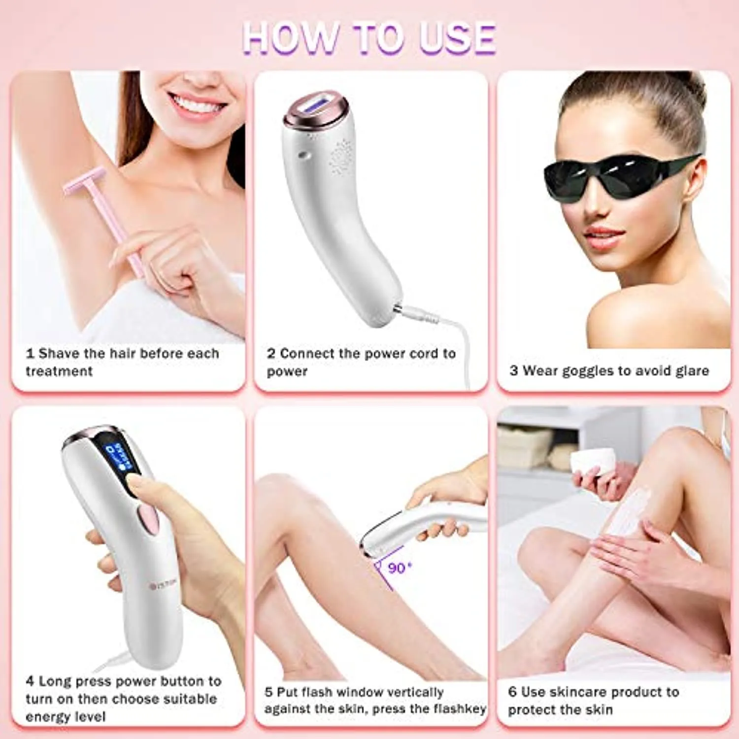 at-Home Hair Removal for Women & Men, Upgraded to 999,999 Flashes Laser Hair Removal, Permanent Painless Hair Removal Device for Facial Whole Body
