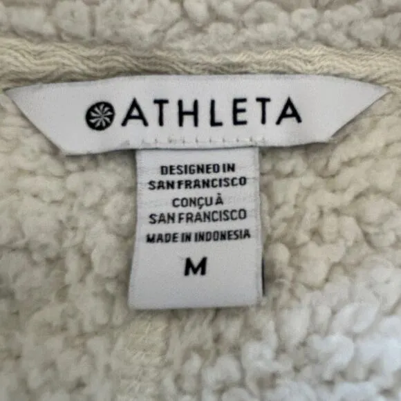 Athleta Tugga Fleece Jacket Women's Size M Full Zip Ivory Cream