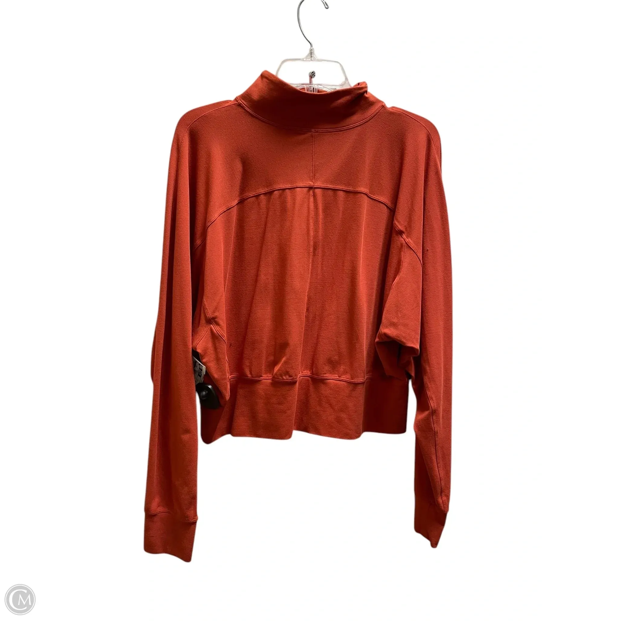 Athletic Top Long Sleeve Collar By Lululemon In Orange, Size: 12