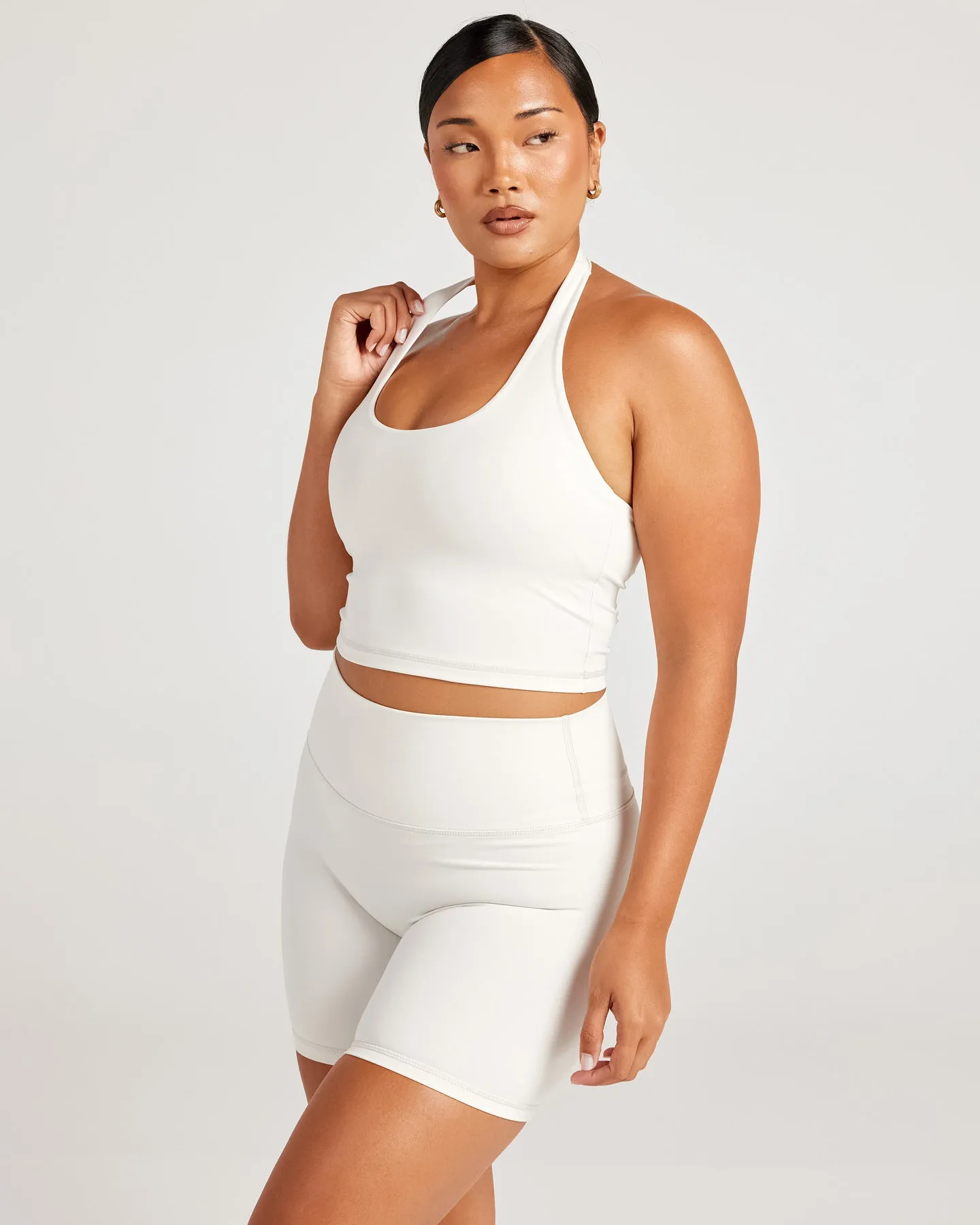 Aura Halter Tank - Vanilla Latte