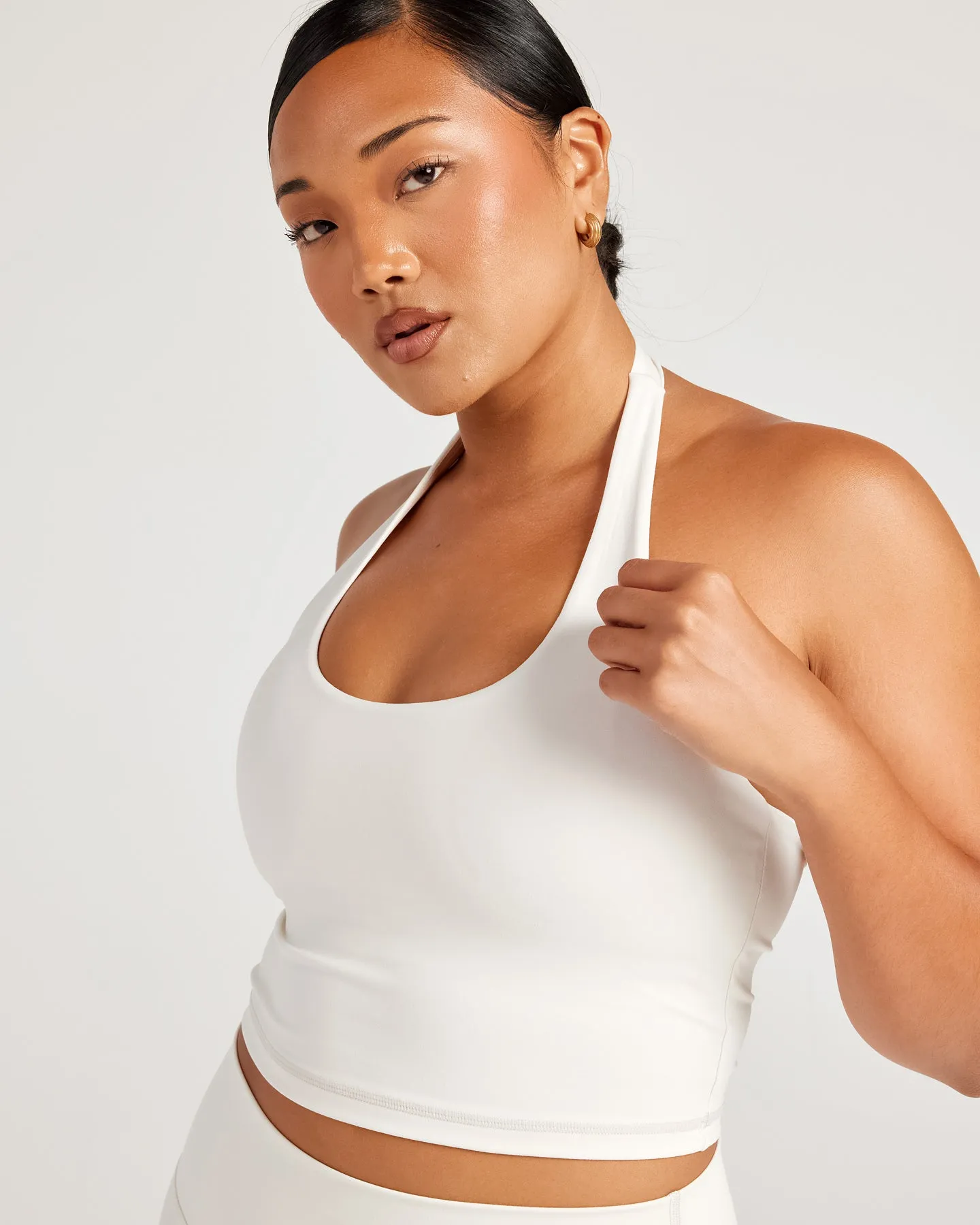 Aura Halter Tank - Vanilla Latte