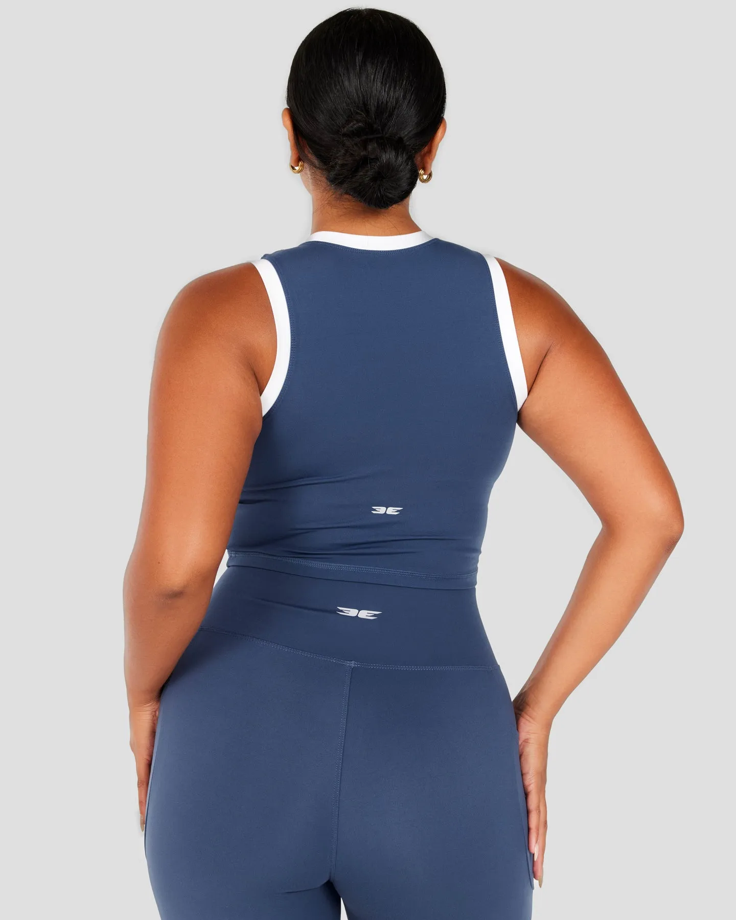 Aura Ringer Tank - Soft Navy / White