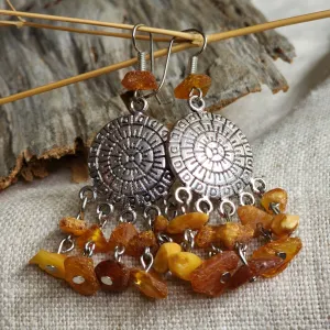 Autumn Glamor / Designer Jewelry Raw Amber Stone Pendant Hypoallergenic Surgical Steel Necklace with Natural Amber for Momen