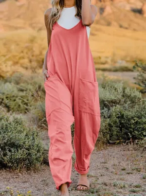 Ava Sleeveless V-Neck Pocketed Jumpsuit