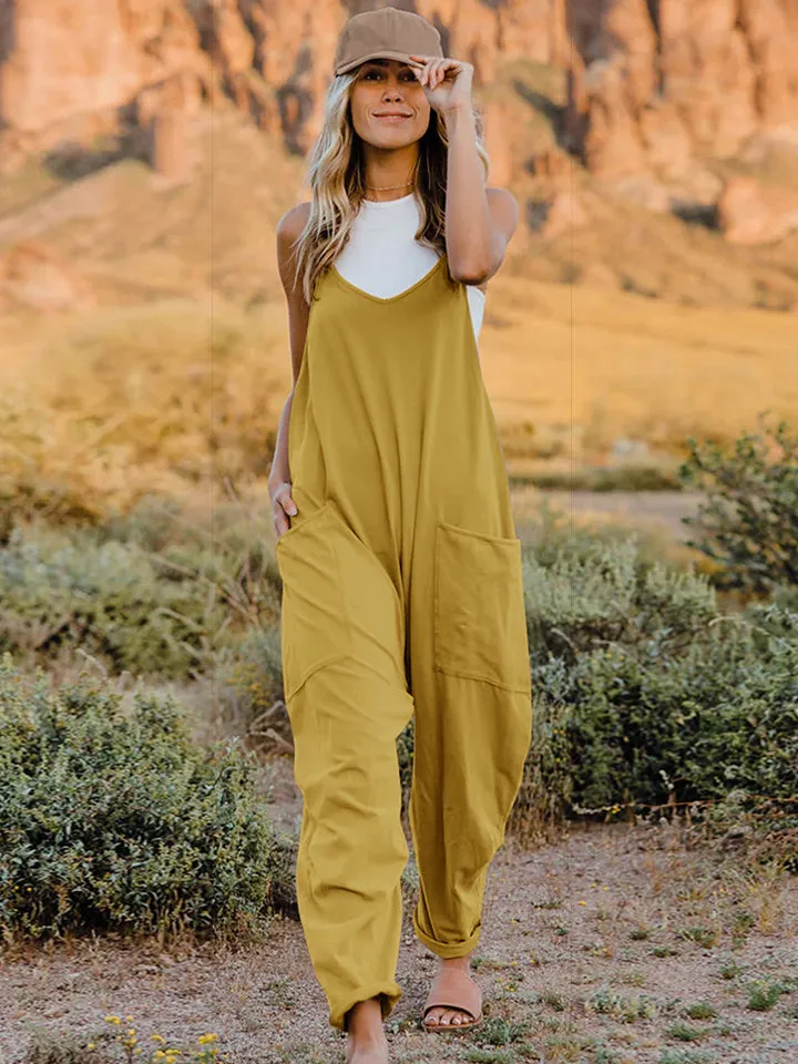 Ava Sleeveless V-Neck Pocketed Jumpsuit