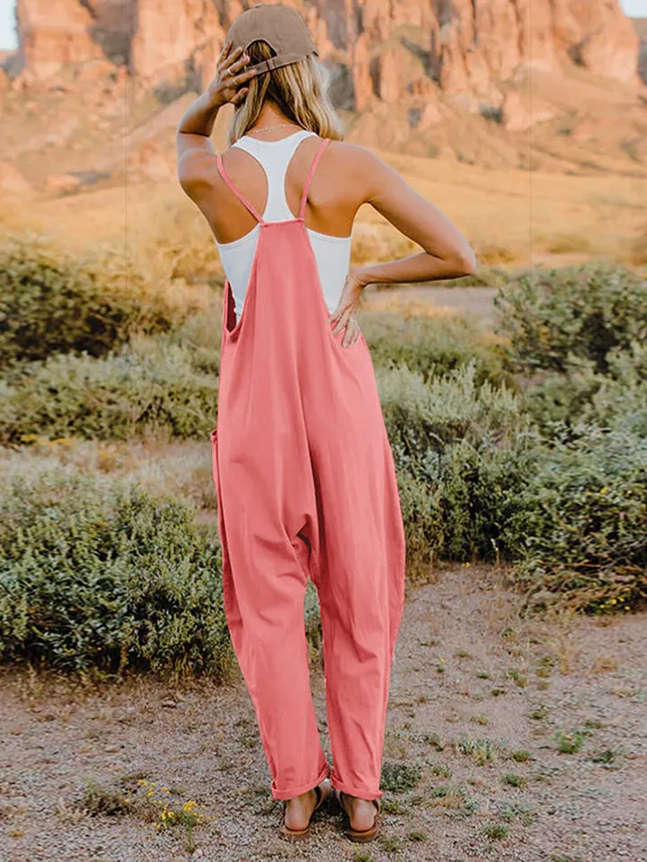 Ava Sleeveless V-Neck Pocketed Jumpsuit