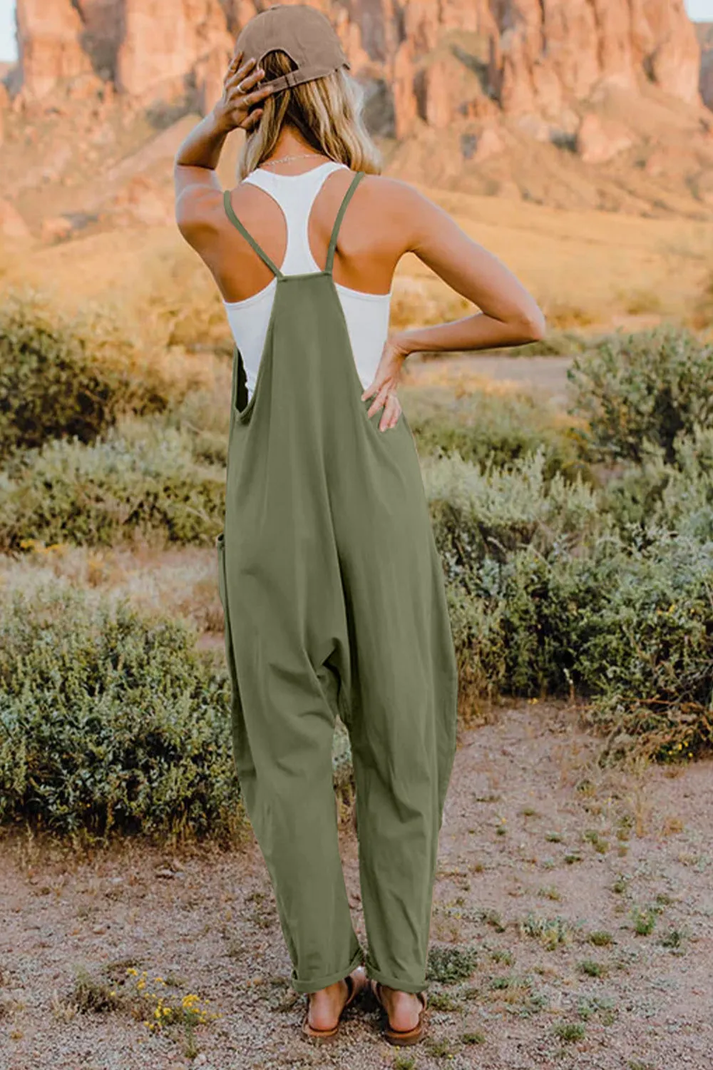 Ava V-Neck Sleeveless Jumpsuit with Pockets - Online Exclusive