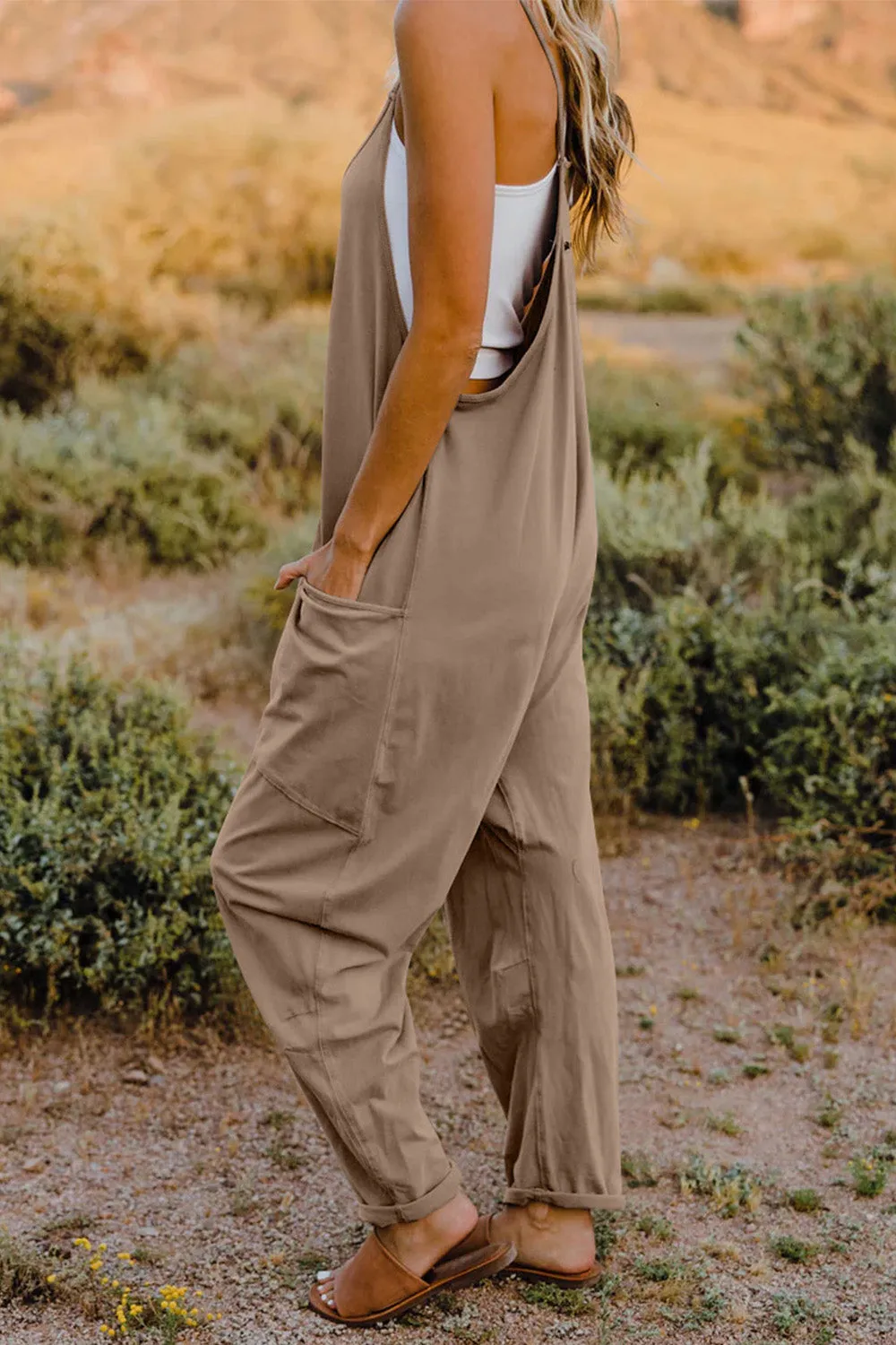 Ava V-Neck Sleeveless Jumpsuit with Pockets - Online Exclusive
