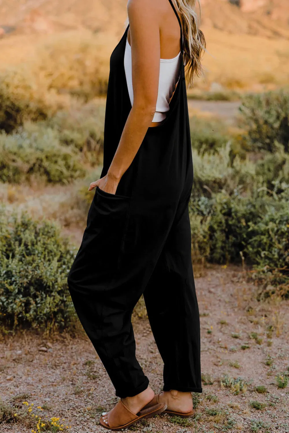 Ava V-Neck Sleeveless Jumpsuit with Pockets - Online Exclusive