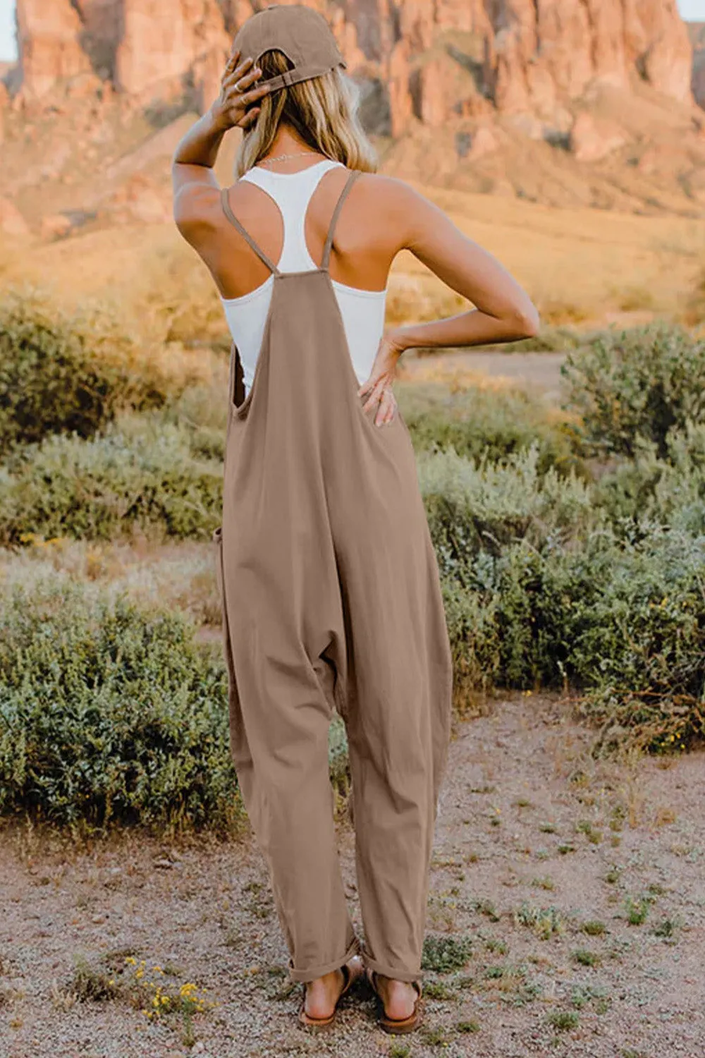 Ava V-Neck Sleeveless Jumpsuit with Pockets - Online Exclusive