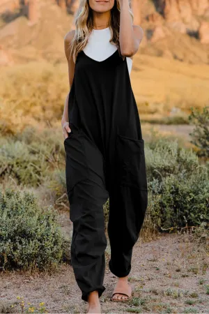 Ava V-Neck Sleeveless Jumpsuit with Pockets - Online Exclusive