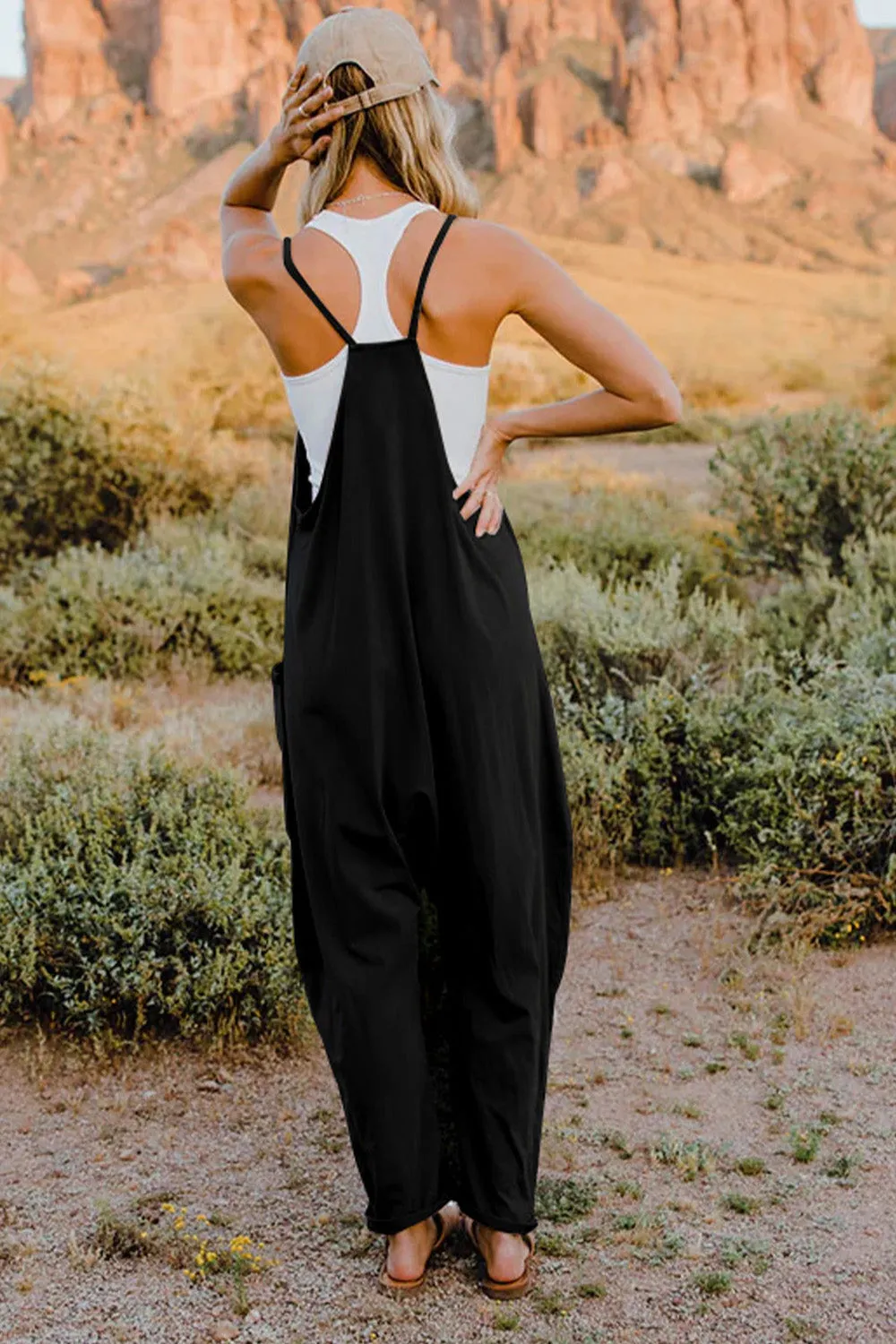 Ava V-Neck Sleeveless Jumpsuit with Pockets - Online Exclusive