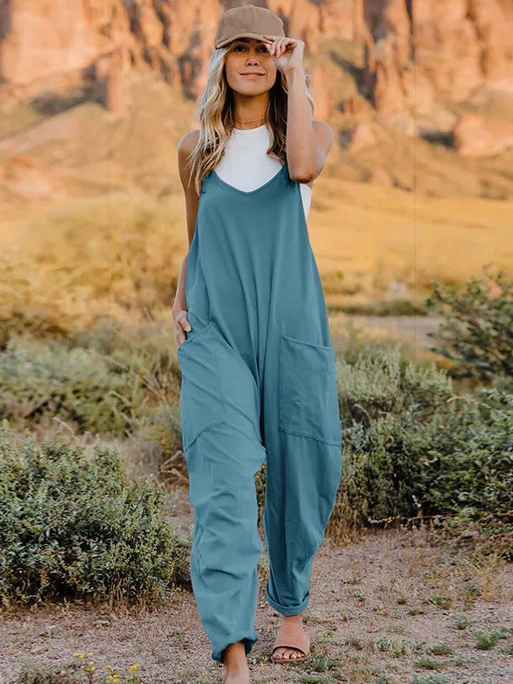 Ava V-Neck Sleeveless Jumpsuit with Pockets - Online Exclusive
