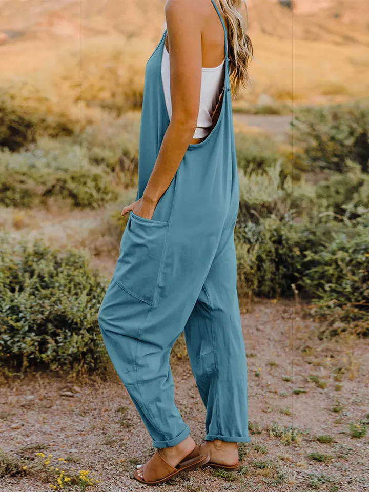 Ava V-Neck Sleeveless Jumpsuit with Pockets - Online Exclusive