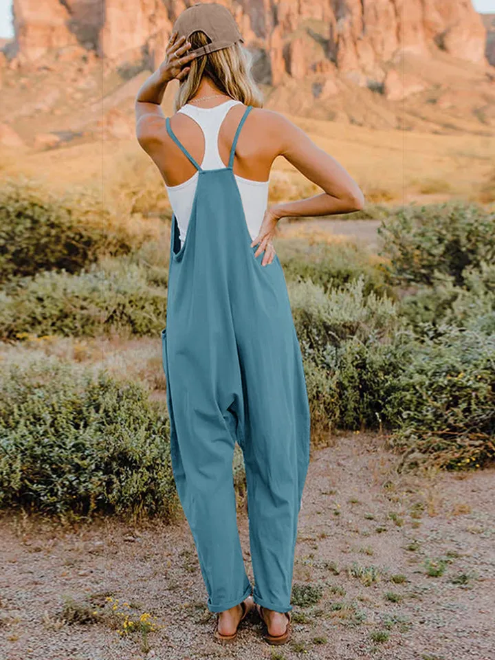 Ava V-Neck Sleeveless Jumpsuit with Pockets - Online Exclusive