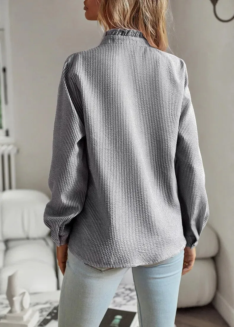 Averelle | Womens Frill Blouse with Embroidered Details Smart Cotton Top for Spring Looks & Elegant Casual Fashion