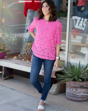 BABETTE FLORAL JAQUARD LACE TOP - 2 COLORS