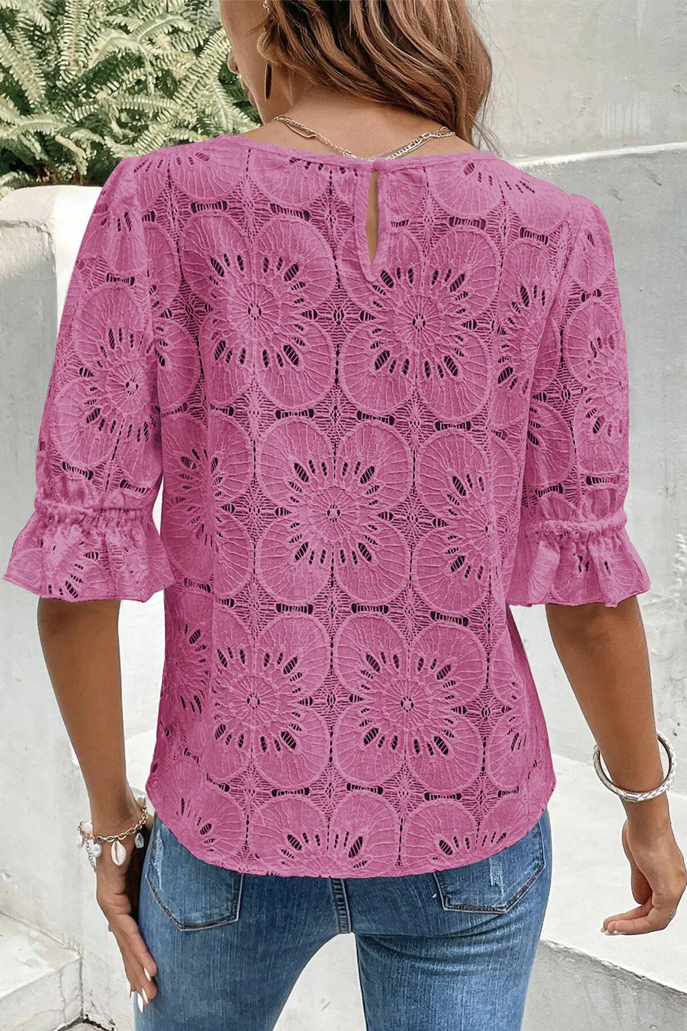BABETTE FLORAL JAQUARD LACE TOP - 2 COLORS