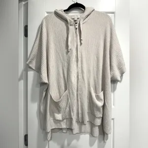 Barefoot Dreams Cozychic Ultra Lite Ribbed Zip Up Poncho Womens 1X Dreamy Soft