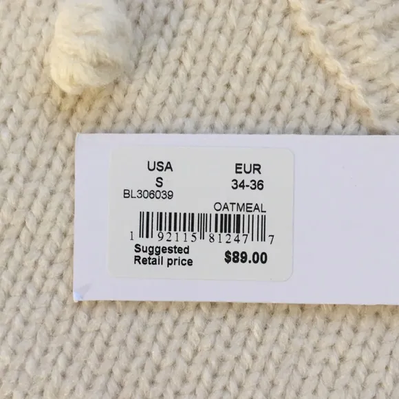 BB DAKOTA Women's Bobble Yum Cream Sweater, Women's Small, NWT